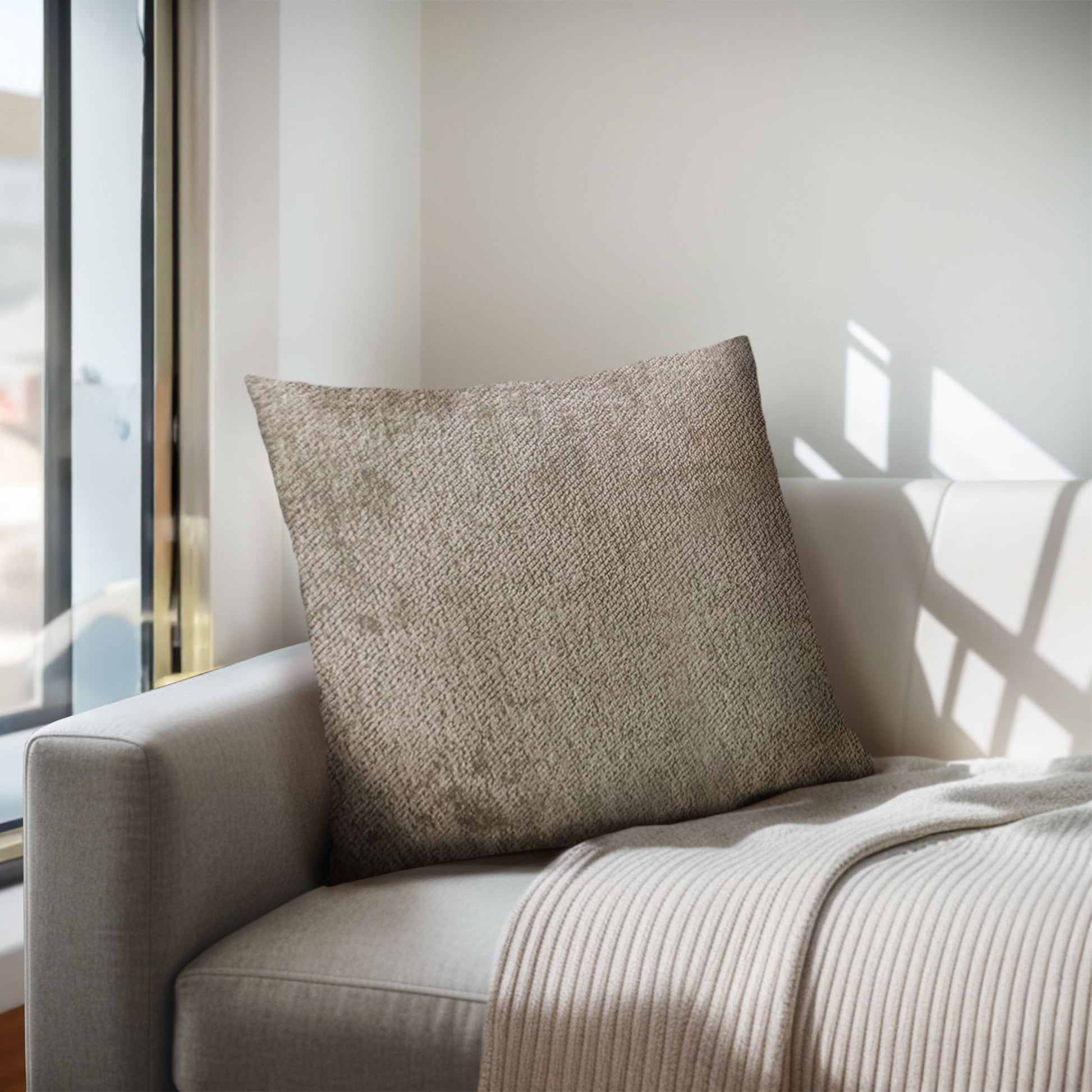 Ava - Solid Square Pillow - Dark Taupe