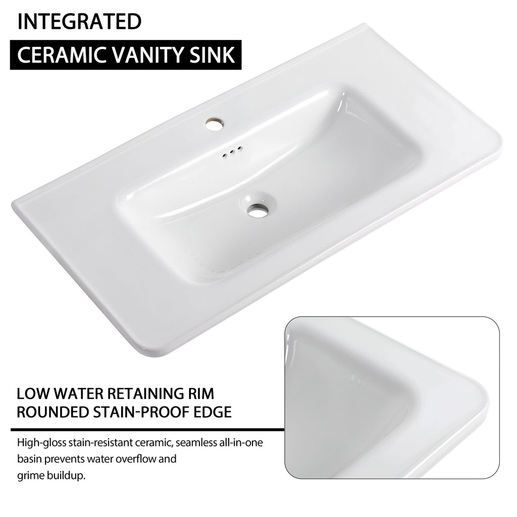 Freestanding Bathroom Vanity With Sink & 2 Soft Close Doors