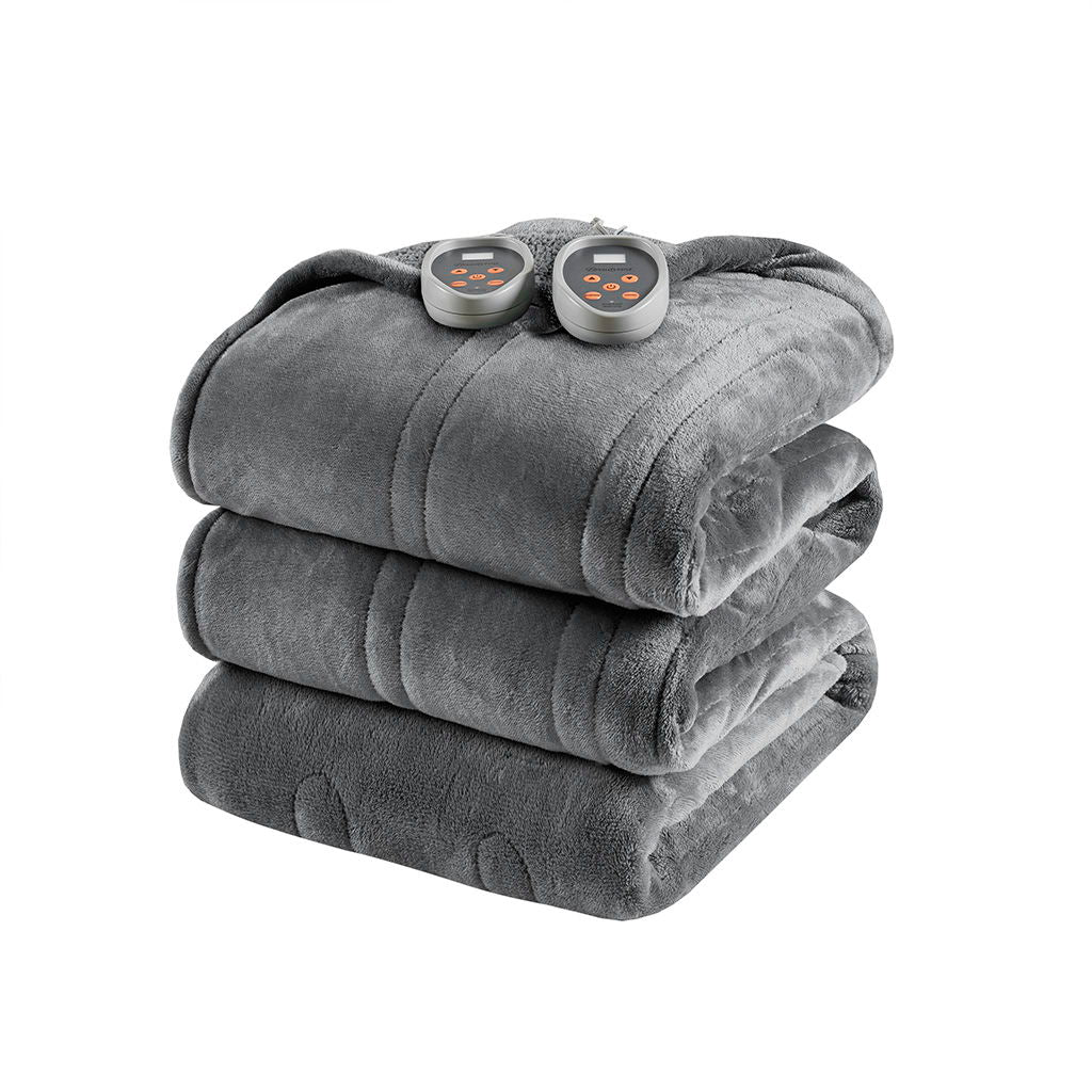Heated Microlight to Berber - Queen Blanket - Gray