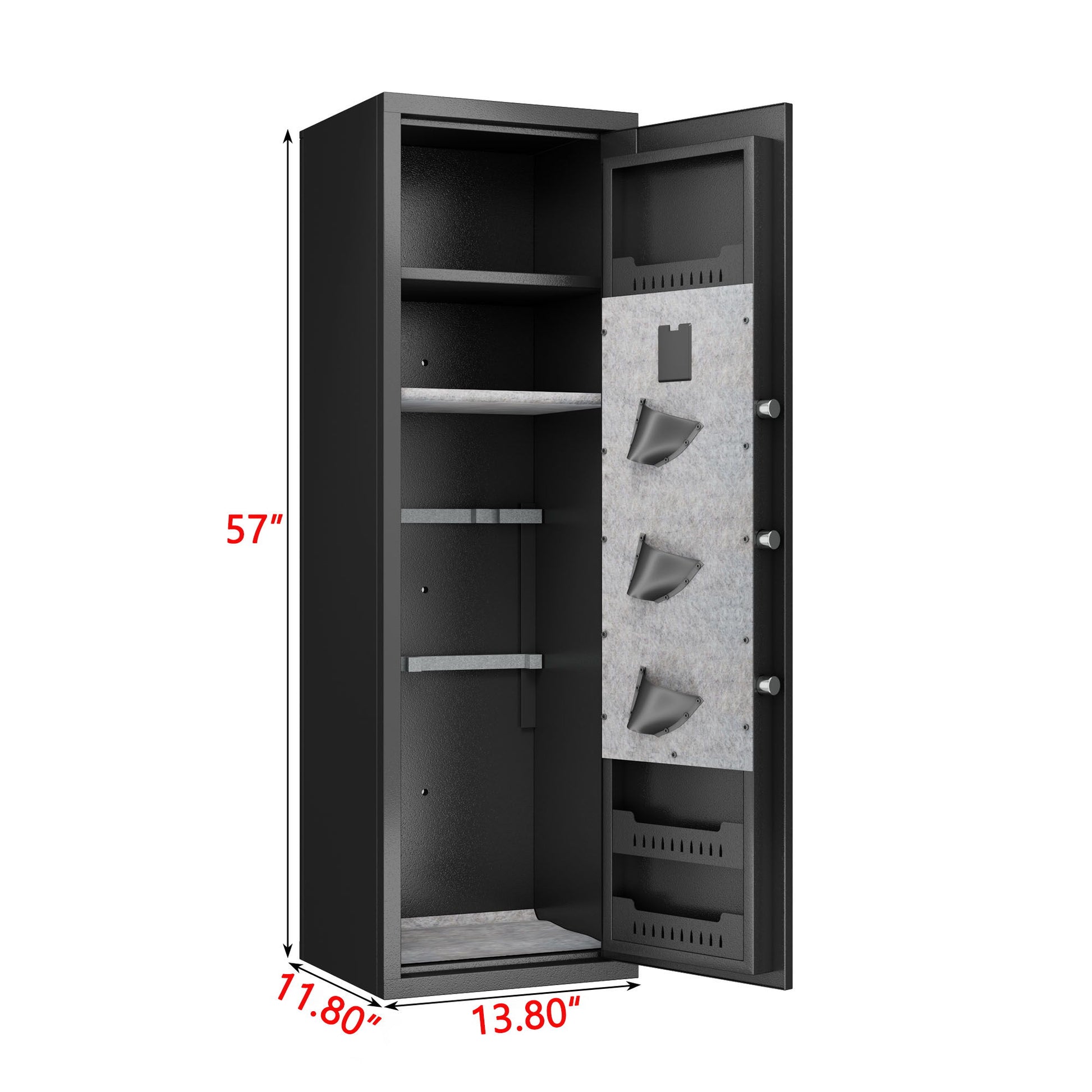 Gun Safes For Home Rifle And Pistols, Fingerprint Electronic Safe With Quick Access, Detachable Partition - Black