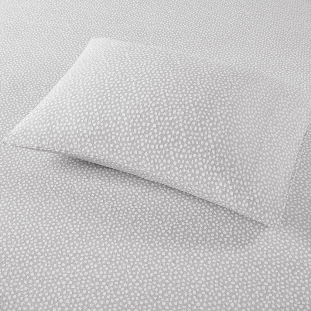 Cozy Flannel - King Printed Sheet Set - Gray Dots