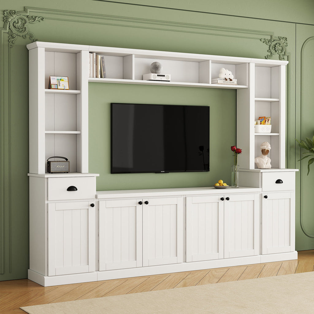 Minimalist Entertainment Wall Unit Set With Bridge For TVs Up To 75"