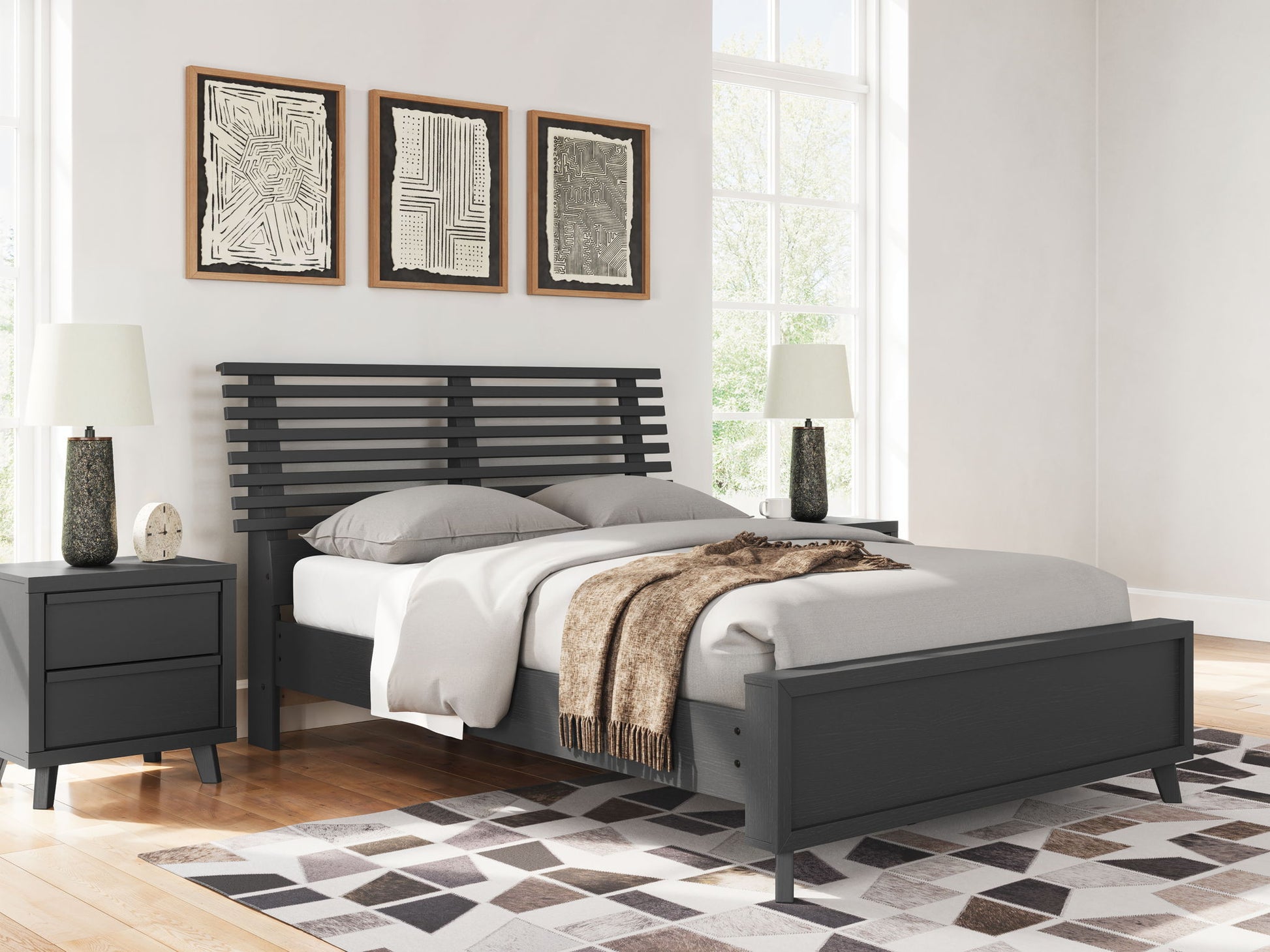 Danziar - Full Slat Panel Bed - Black