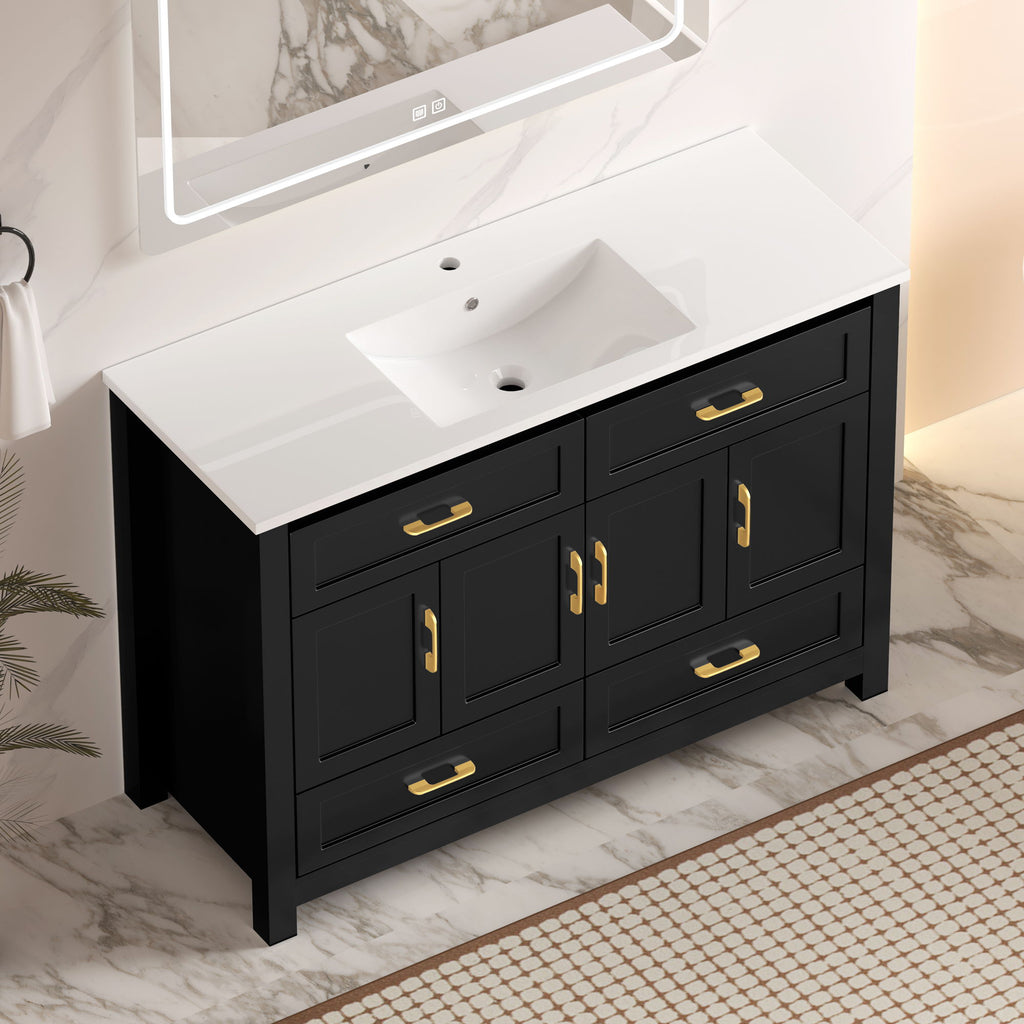 Bathroom Vanity With Sink Combo, 4 Soft Close Doors And 4 Drawers