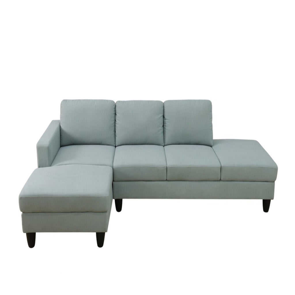 L - Shaped Sectional Sofa With Left Chaise & Ottoman - Pale Green