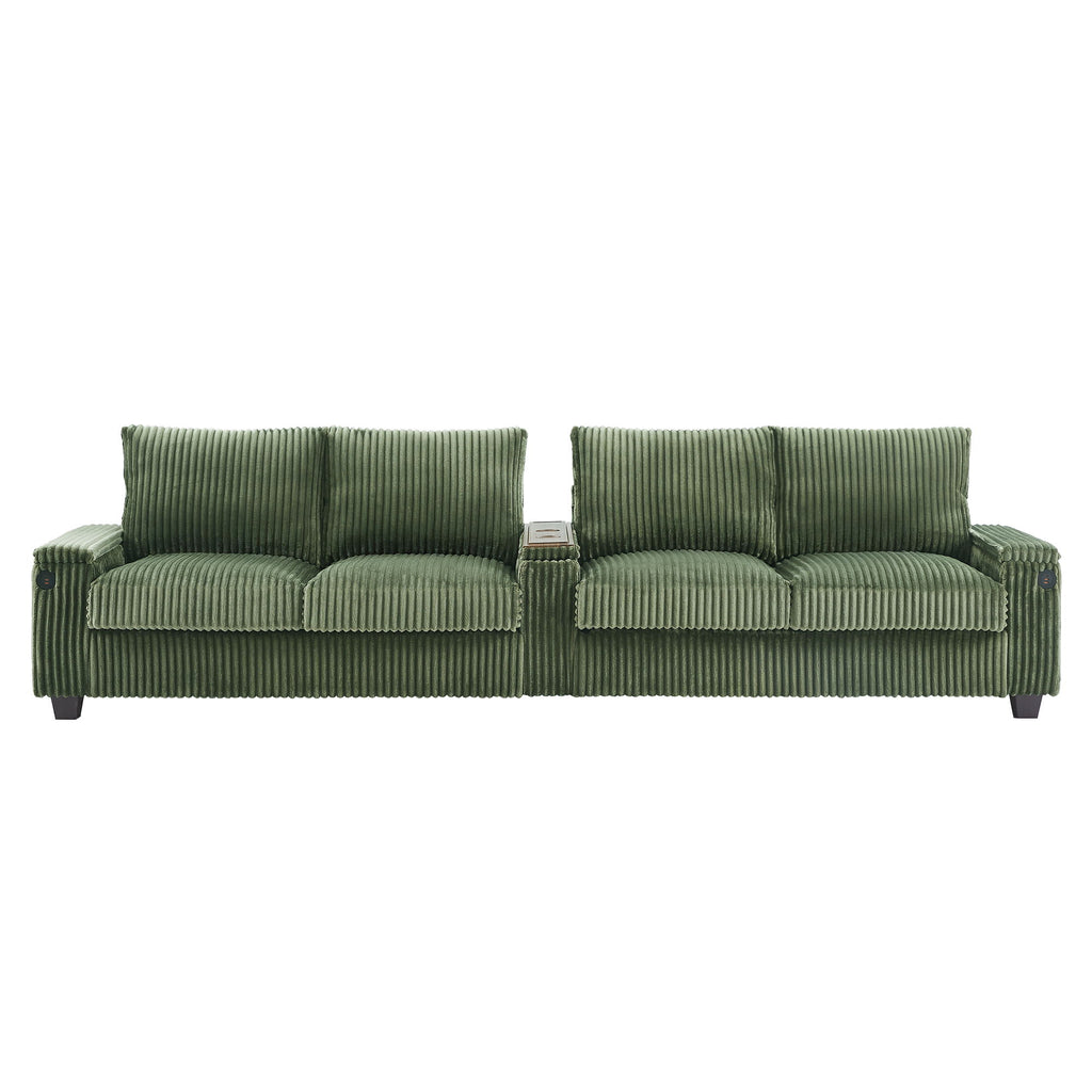 Modern 4 Seater Corduroy Sofa Couch With USB Ports And Hidden Storage