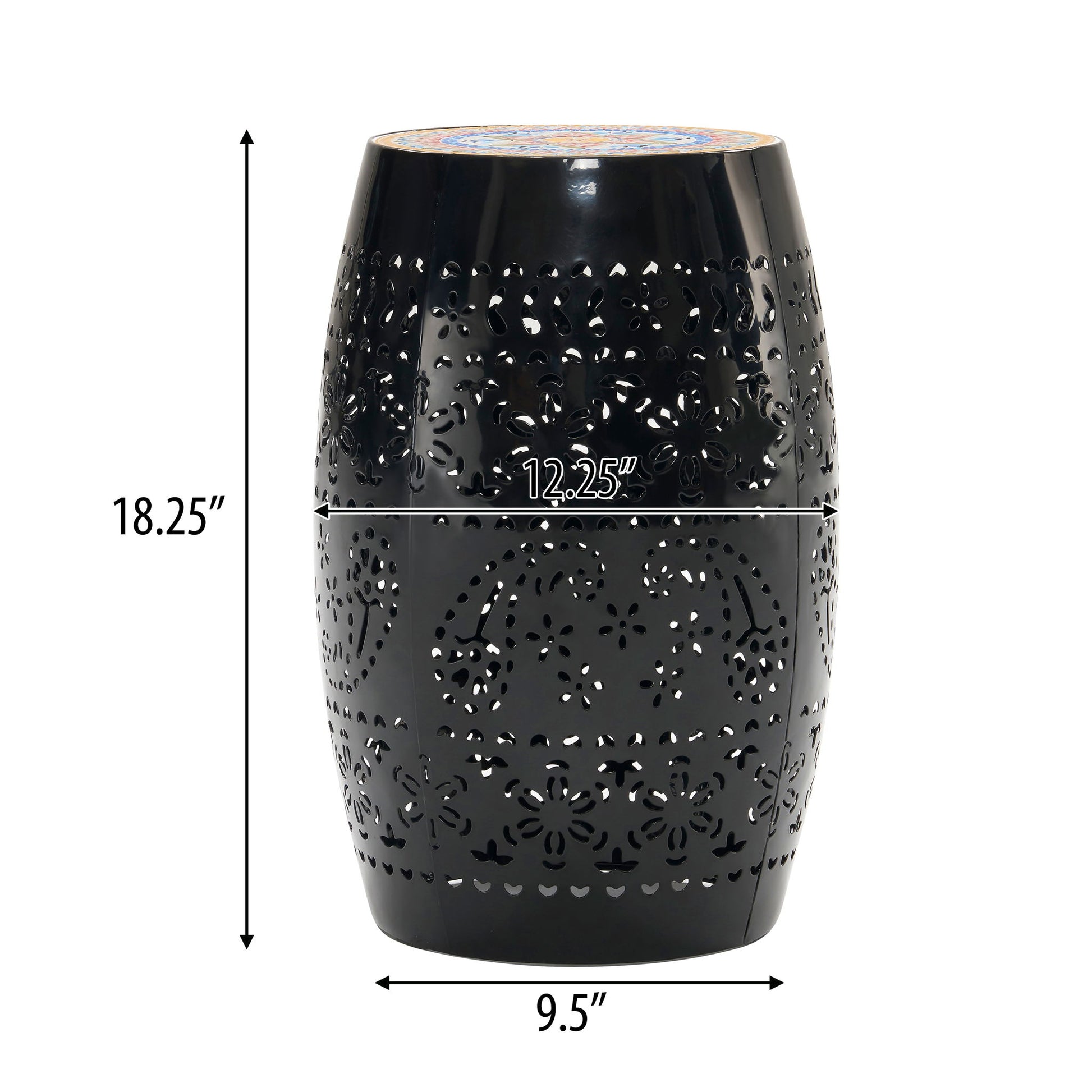 Ruby - Boho Mosaic Side Table With Ceramic Tile Top