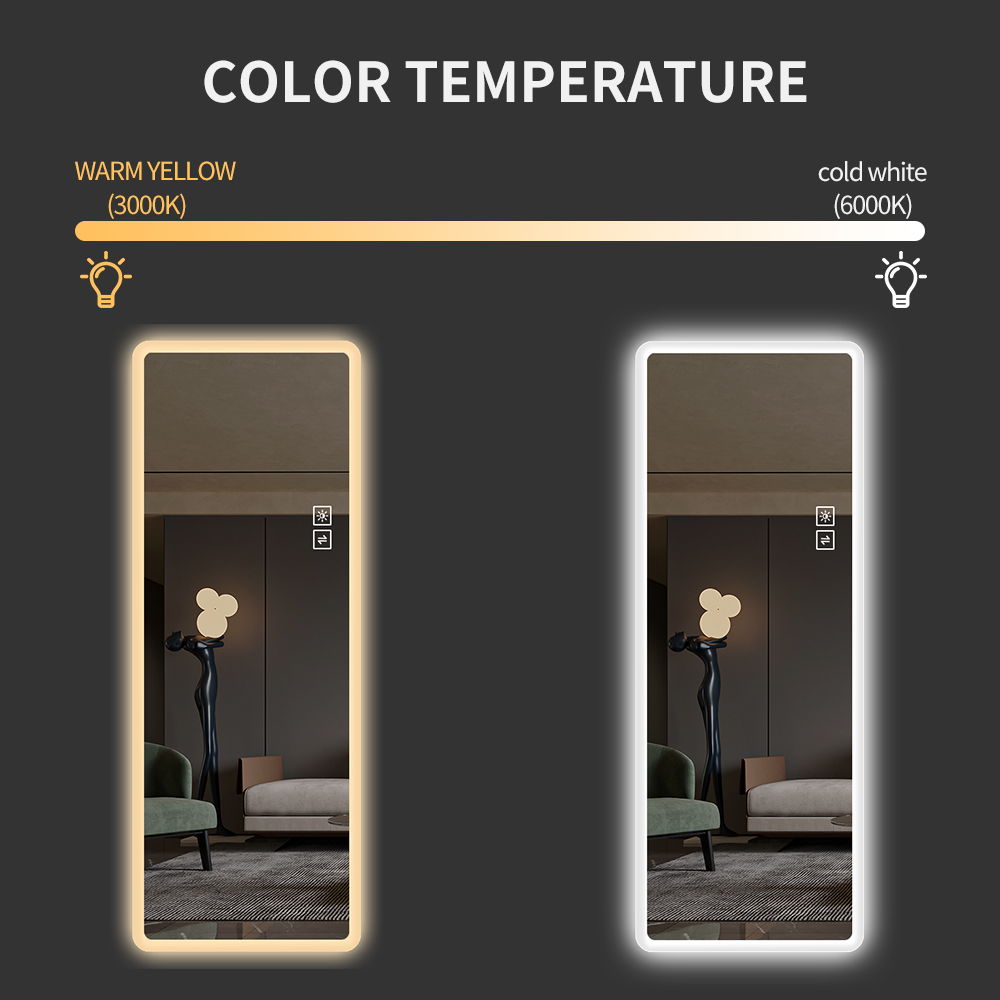 Full Length Mirror Lighted Vanity Body Mirror LED Mirror Wall Mounted Mirror Big Size Rounded Corners, Bedroom, Living Room, Dressing Room Hotel - Clear