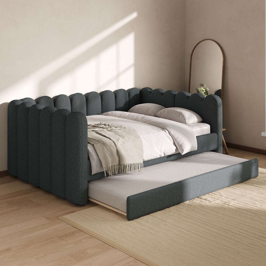 Upholstered Daybed & Curved Ribbed Panel Design