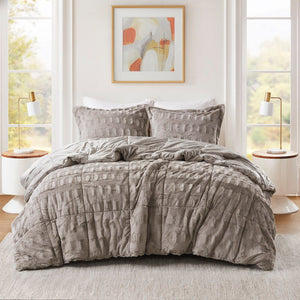 Gia - 3 Piece Full/Queen Solid Comforter Mini Set - Gray