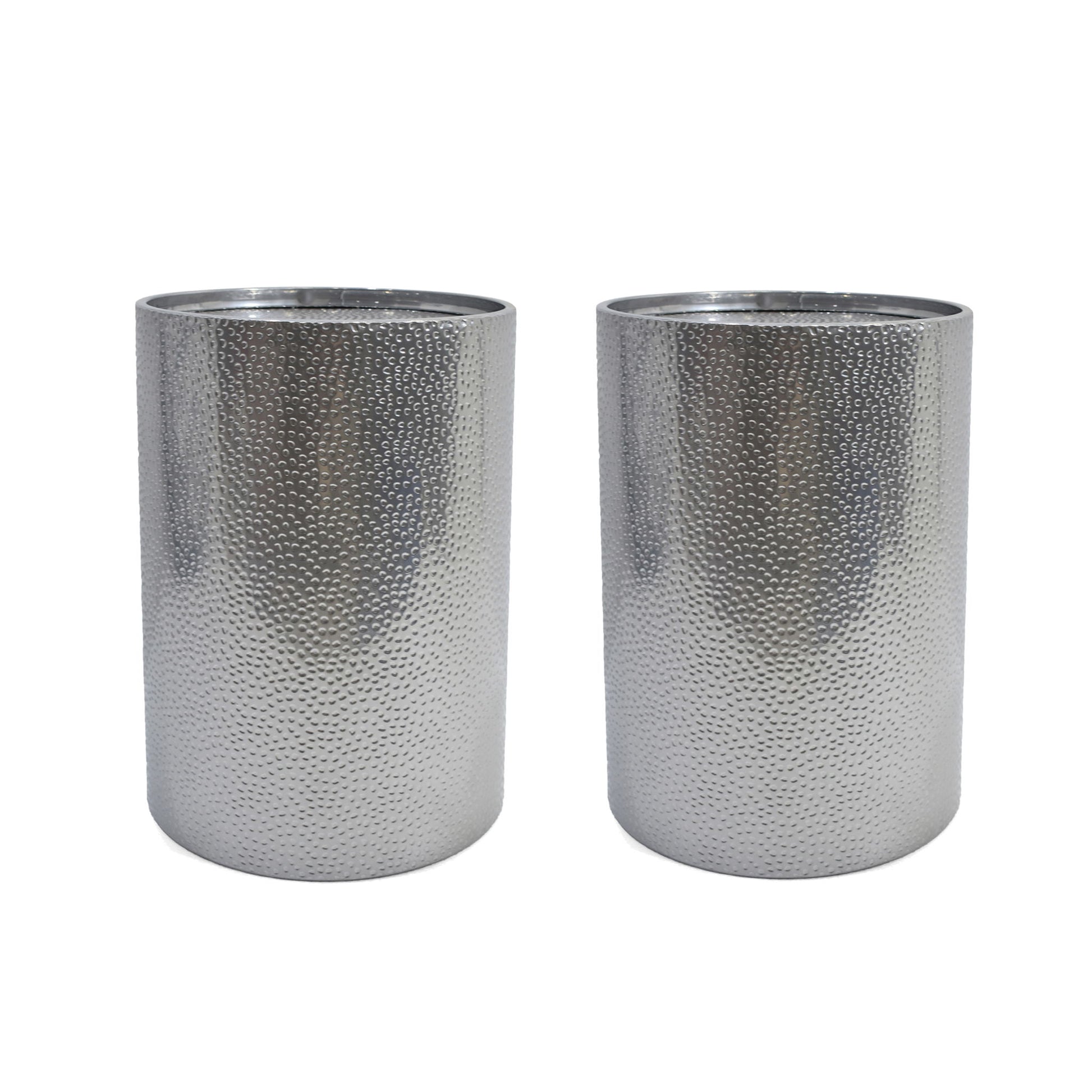 Modern Round Accent Table With Hammered Surface