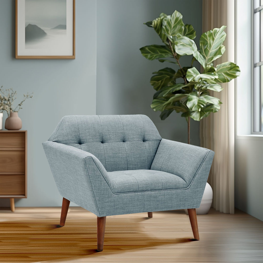 Newport - Wide Mid-Century Modern Lounge Chair (Set of 2) - Light Blue