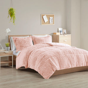 Malea - King Shaggy Comforter Mini Set - Blush