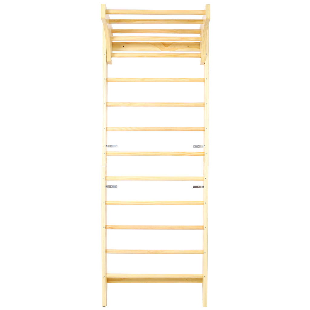 Swedish Ladder, Stall Bars Set For Physical Therapy & Gymnastics - Natural