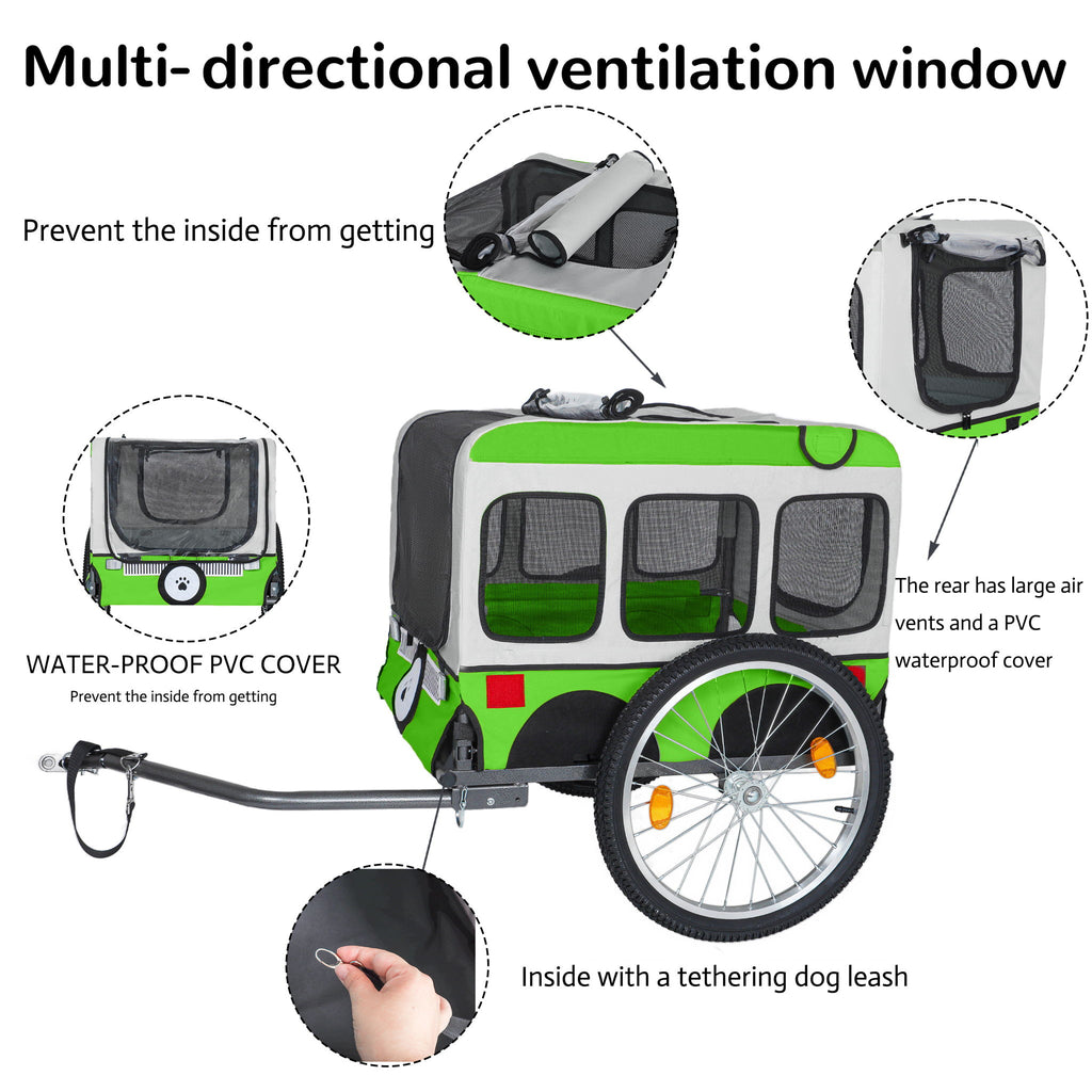 Large Folding Bike Trailer For Dogs - Green