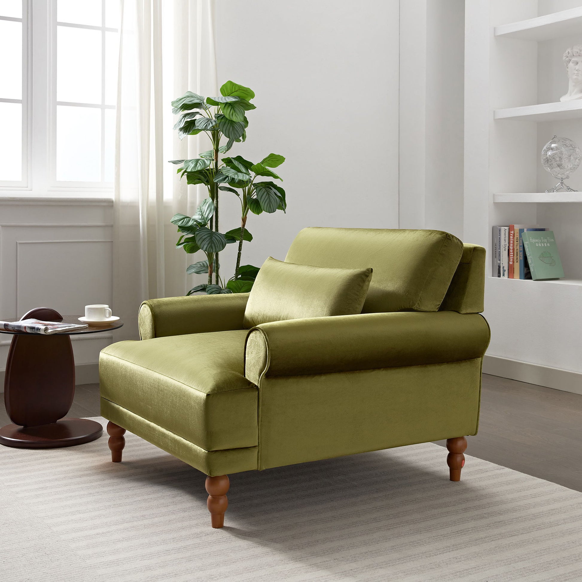 Elegant Circular Armrests, Ergonomic Lumbar Support, Vintage Roman Column Legs, Luxurious Large Size, Enhances Living Room Aesthetics, For Living Room, Bedroom And Study