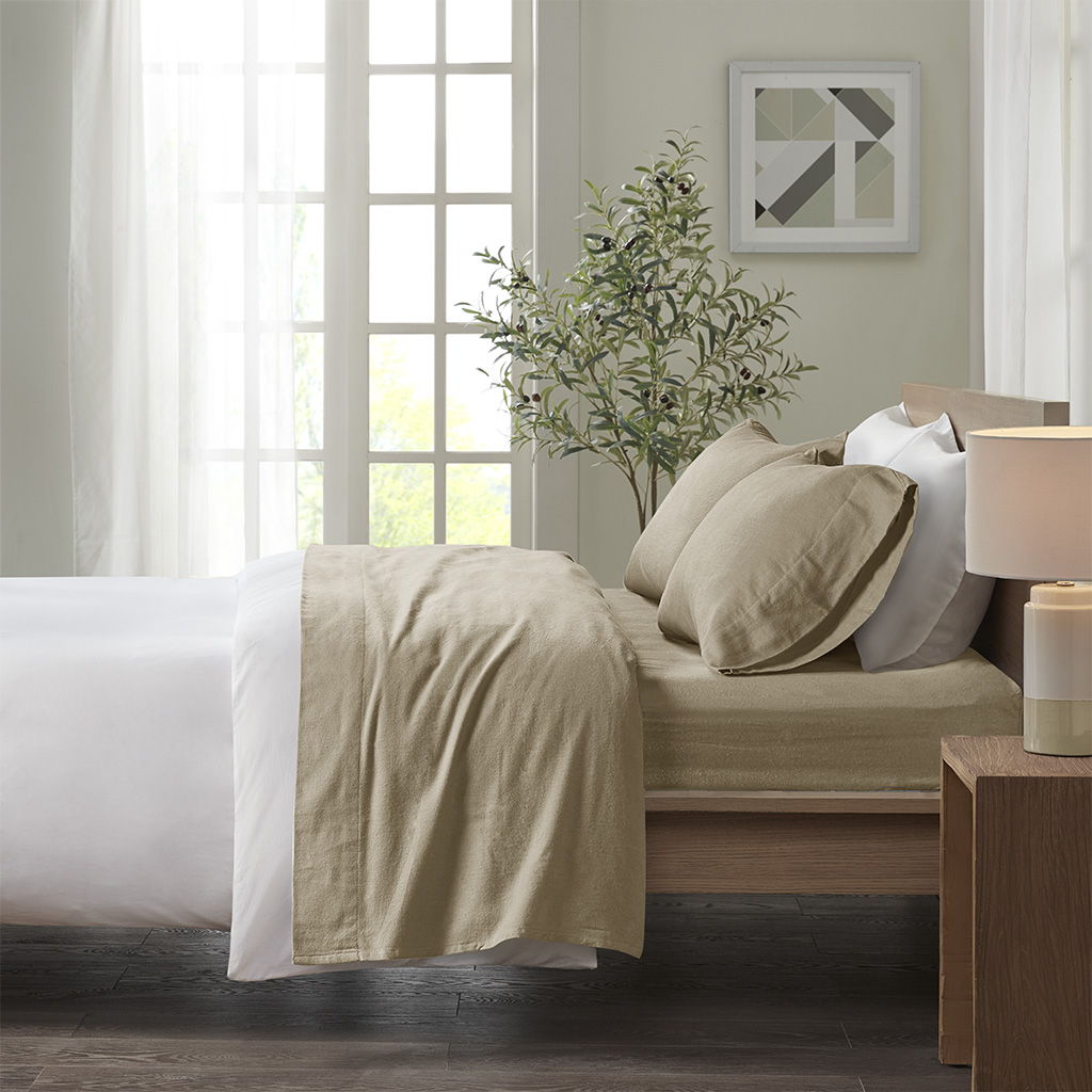 Cozy Flannel - Twin Sheet Set - Tan Solid