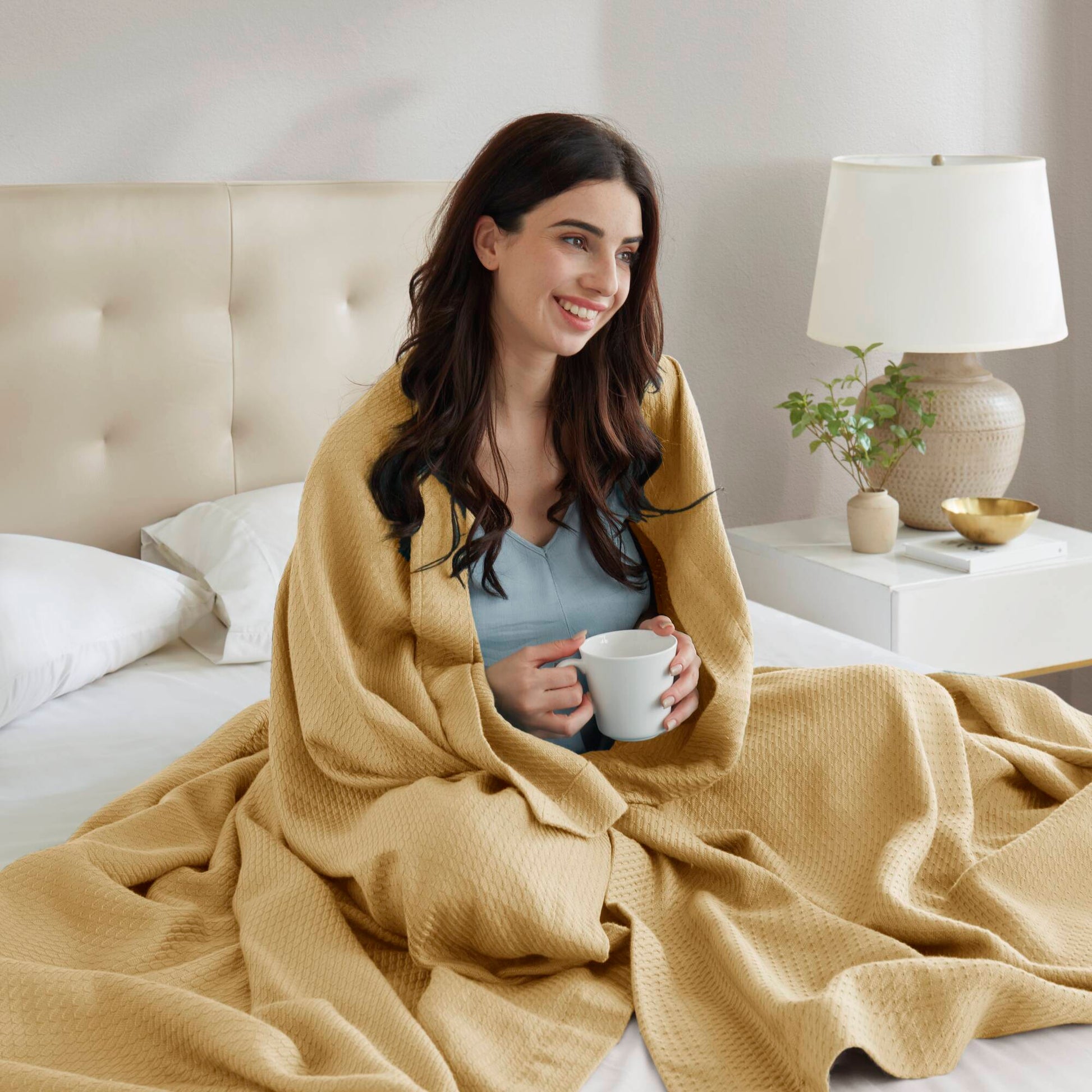 Egyptian Cotton - Full/Queen Blanket - Mustard