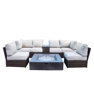 Contemporary Patio Seating Set With Fire Pit