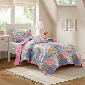 Nellie - Twin/Twin Long 3 Piece Quilt Set - Pink