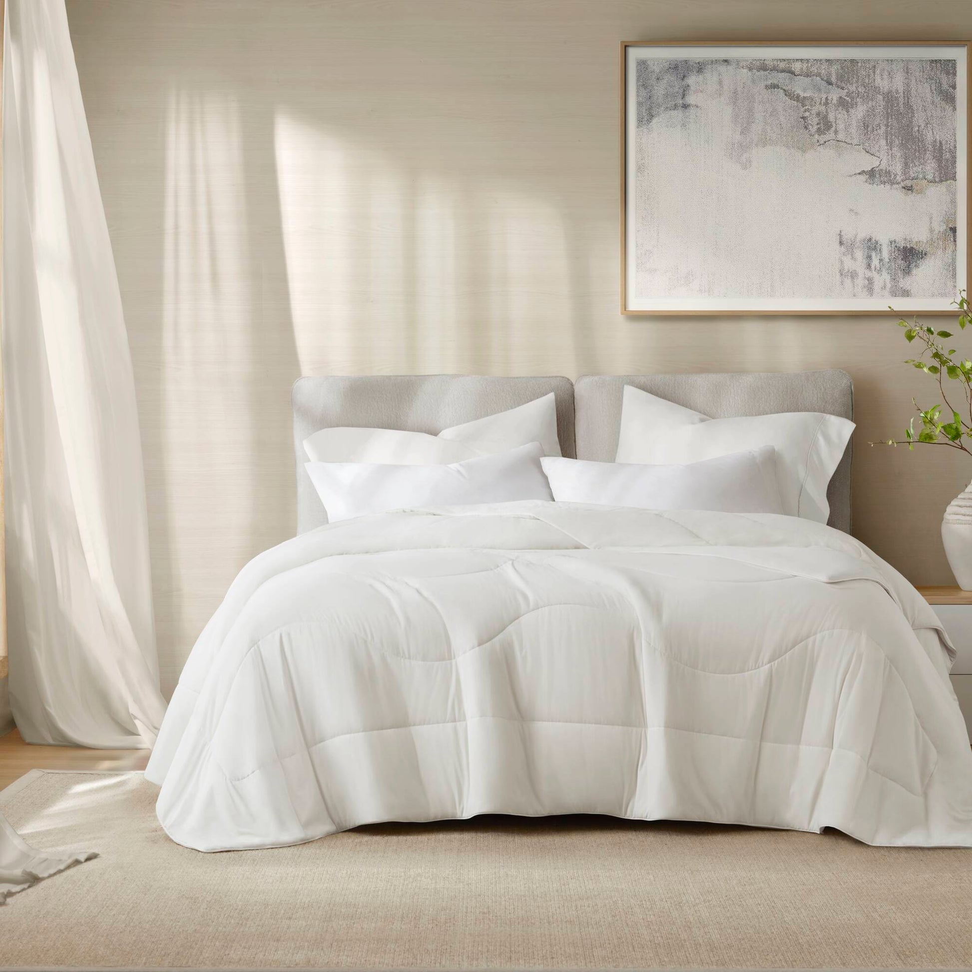 King/California King Reversible Tencel Comforter Blanket - White