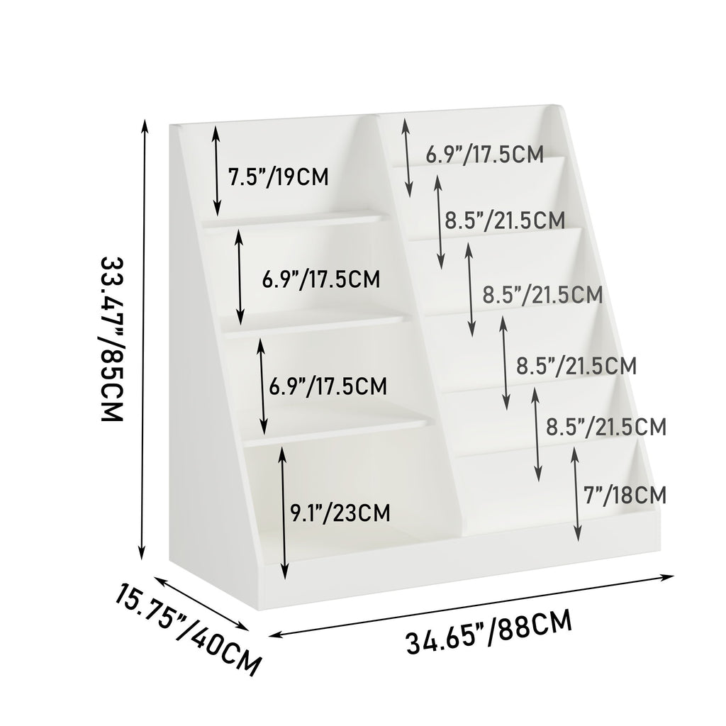 Bookshelf And Toy Storage Organizer, Multifunctional 4 Tier Bookcase With Toy Bin - White