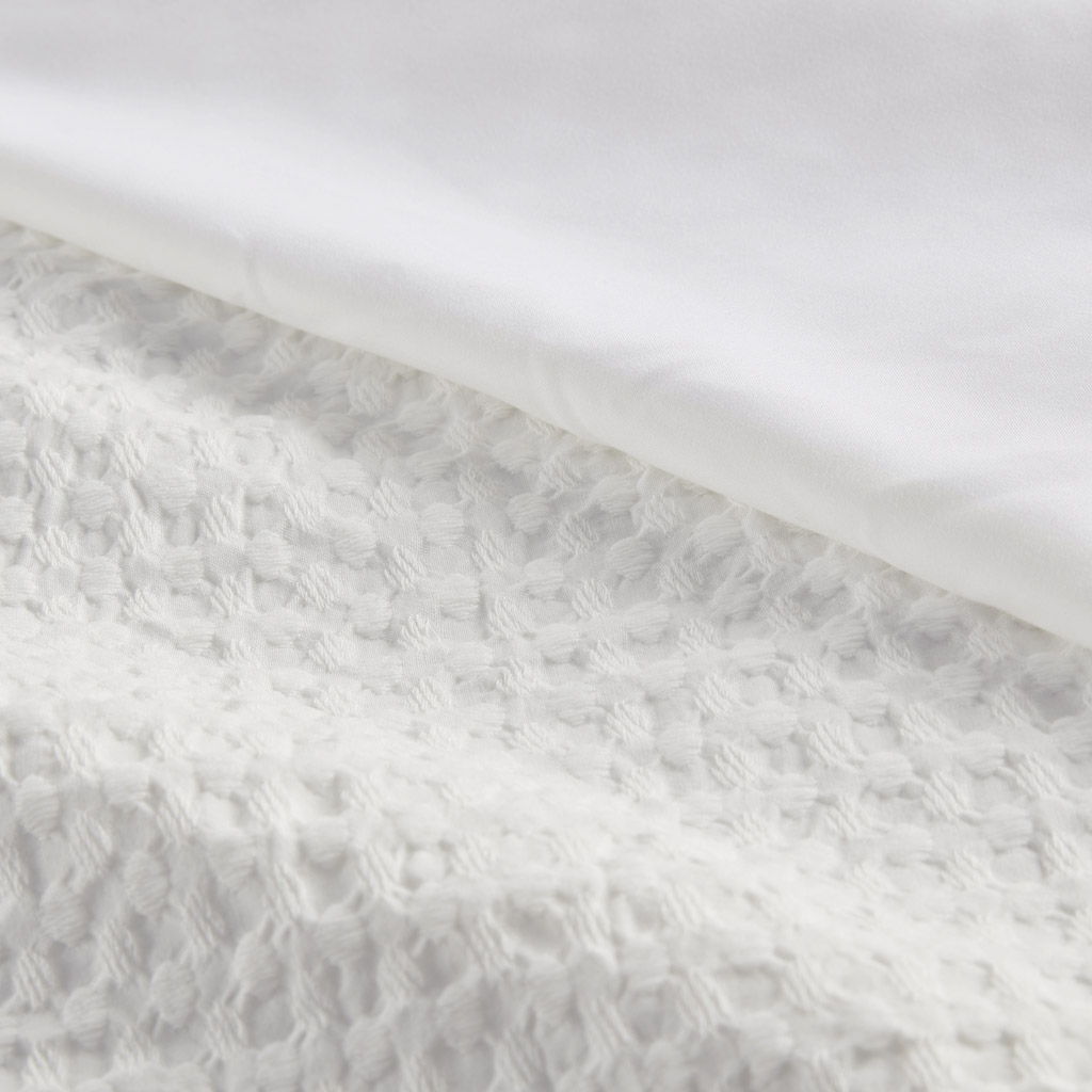 Mina - Twin/Twin Long Waffle Weave Textured Comforter Set - White