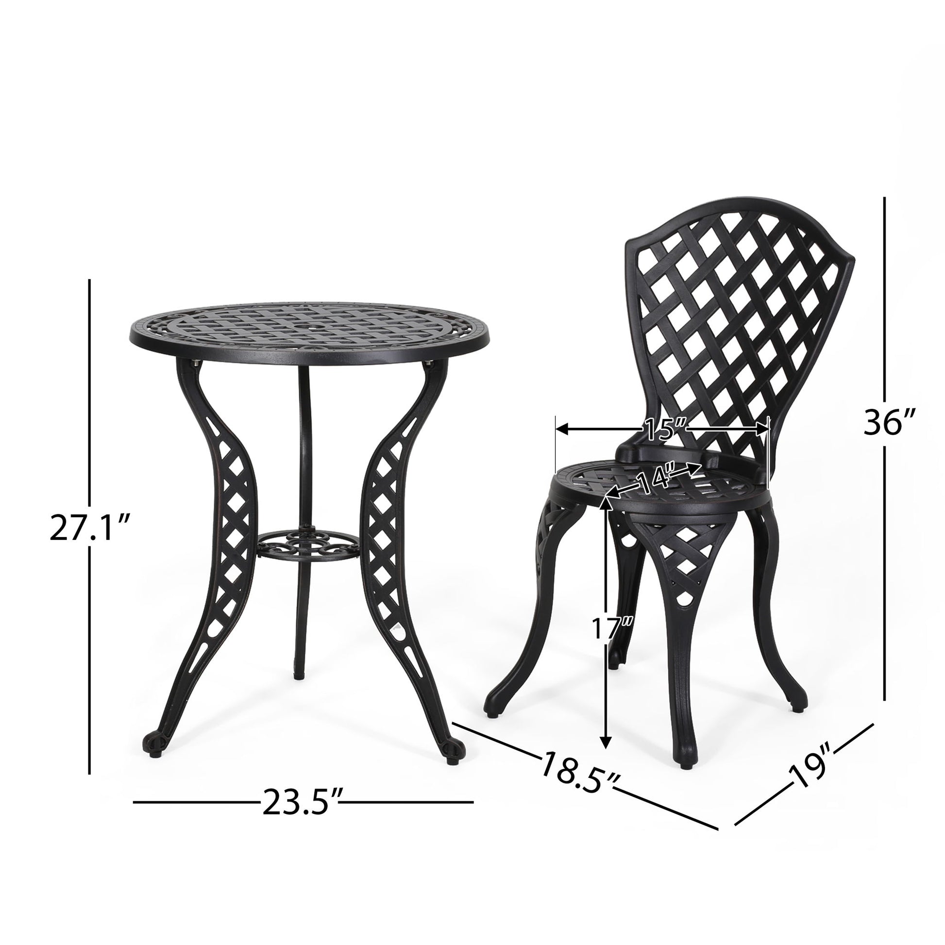 Bono Metal Bistro Set - Black