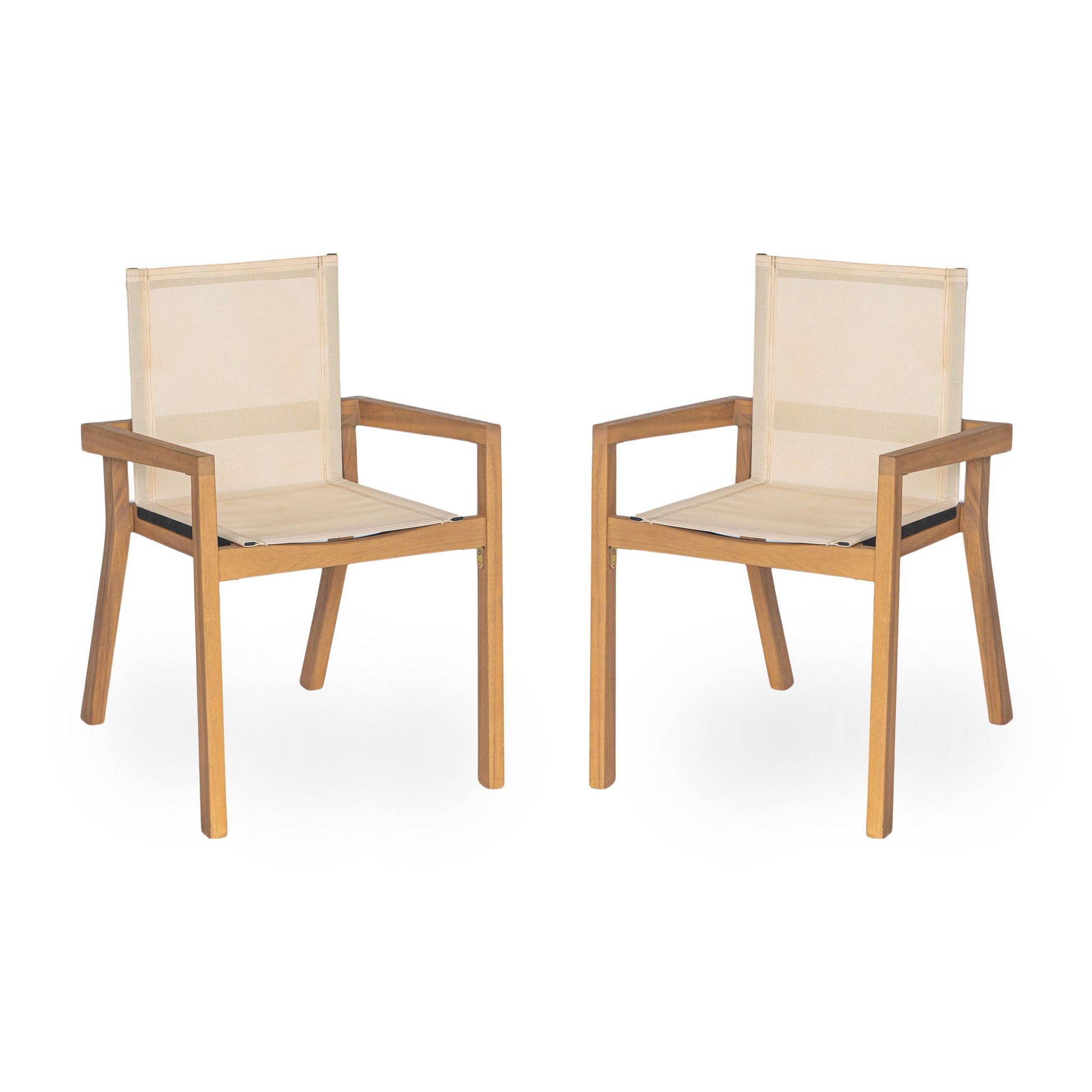 Belfast - Dining Chair With Acacia Wood Frame And Mesh Seating (Set of 2)