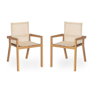 Belfast - Dining Chair With Acacia Wood Frame And Mesh Seating (Set of 2)