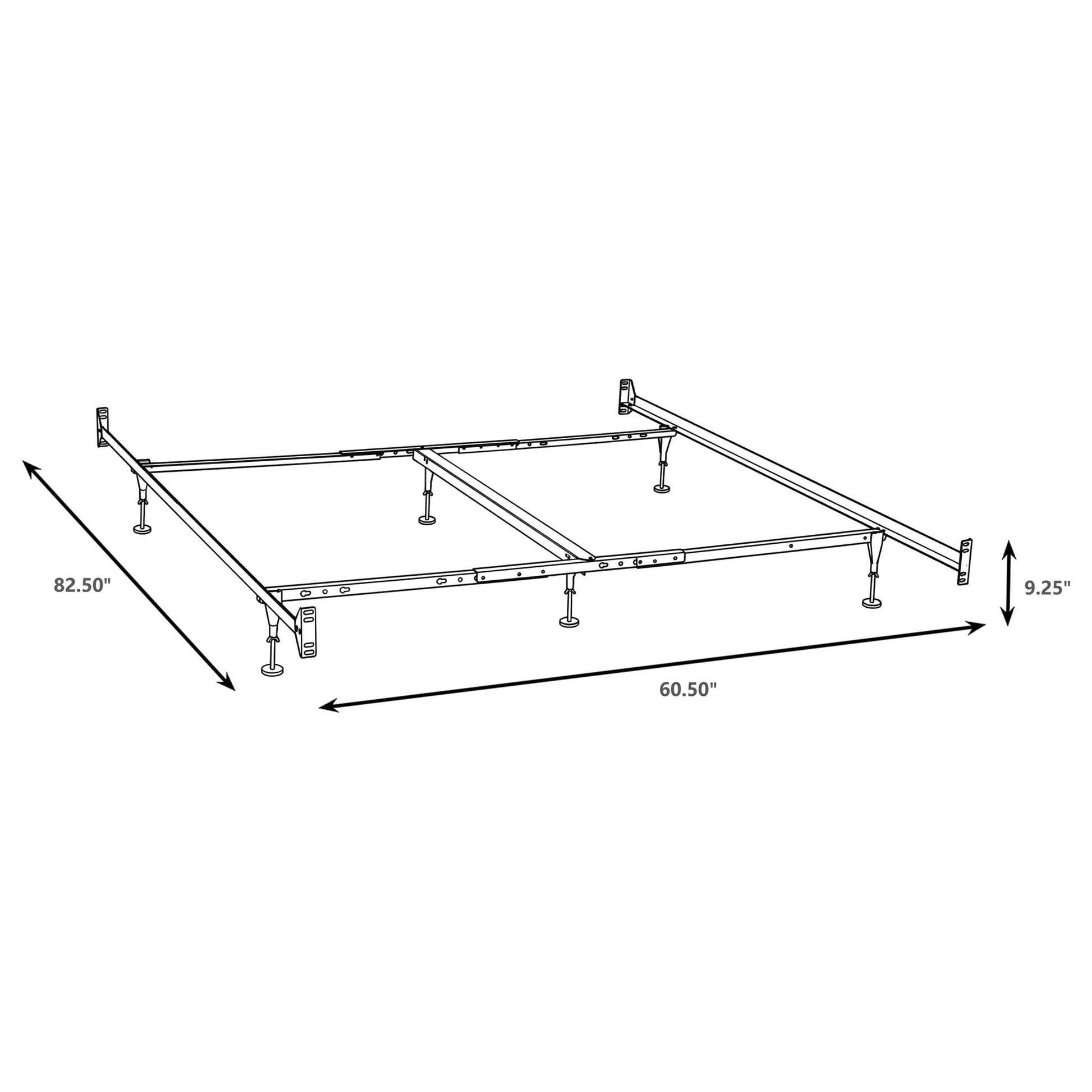 Adams - Queen / Eastern King Bolt On Bed Frame With Reinforced Center Beam, Adjustable Legs - Black