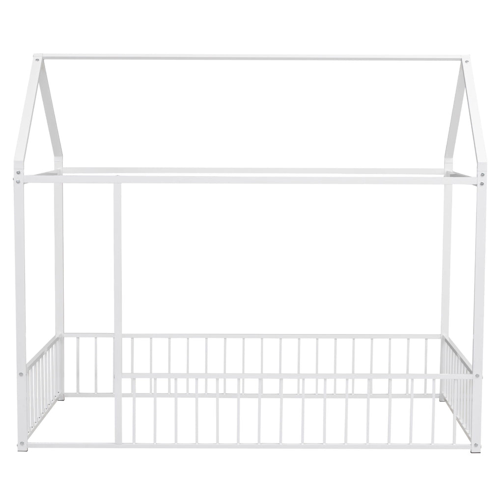 Metal Bed House Bed Frame With Fence