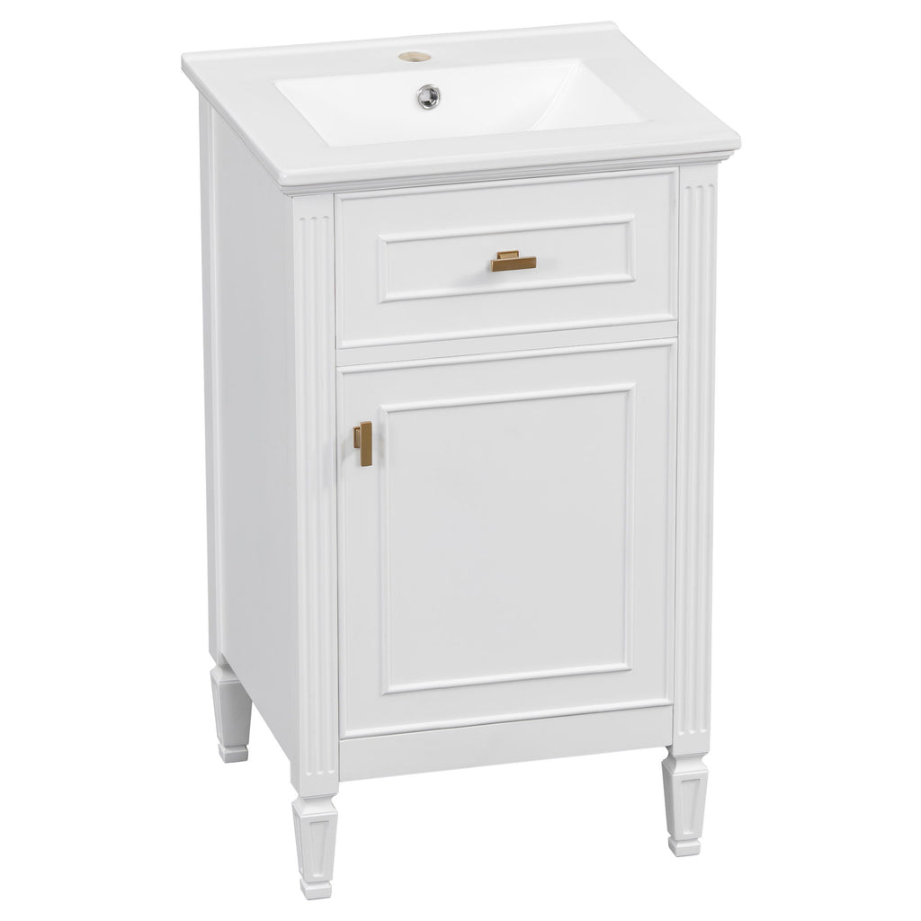 Bathroom Vanity With Sink, Adjustable Shelf, Tilt-Out Drawer