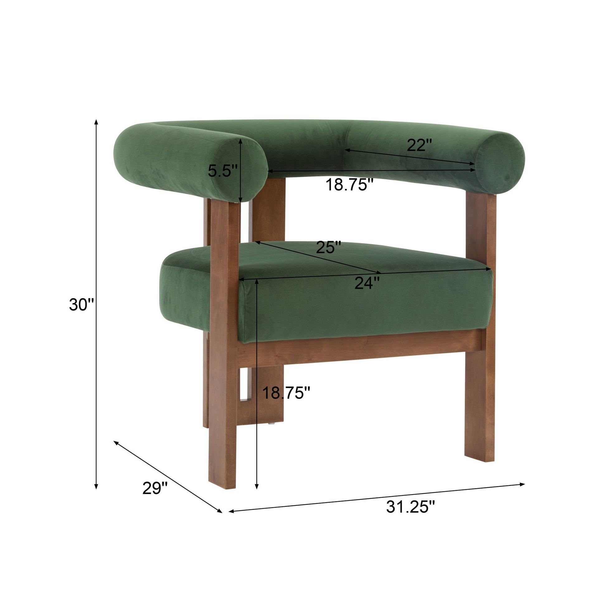 Modern Upholstered Round Arm Accent Chair With Upholstery
