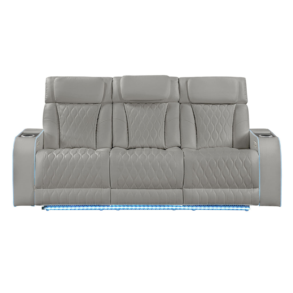 Electra - 3 Piece Power Reclining Sofa, Loveseat And Recliner Set With Power Headrests, Massage And LED Lighting