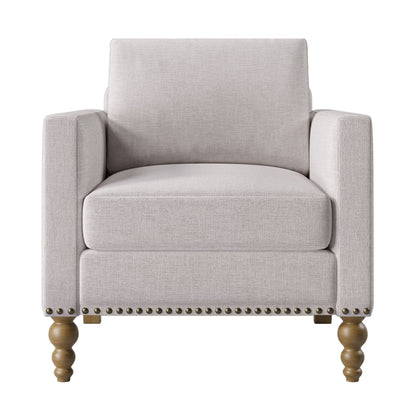 Gewnee - Armchair With Nailhead Trim And Legs - Beige