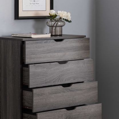 Modern Five Drawer Clothes And Storage Chest Cabinet With Cutout Handles