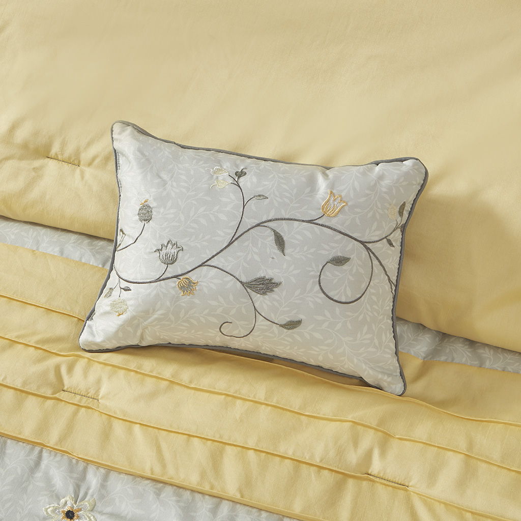 Serene - King Embroidered Piece Comforter (Set of 7) - Yellow