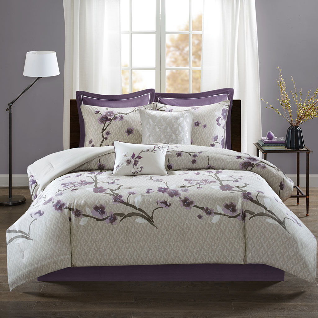 Holly - King 8 Piece Comforter Set - Purple