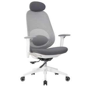 High Back Swivel Desk Chair With Height Adjustable Backrest, 3 Tilt Lock & Rotatable Headrest - Milk White