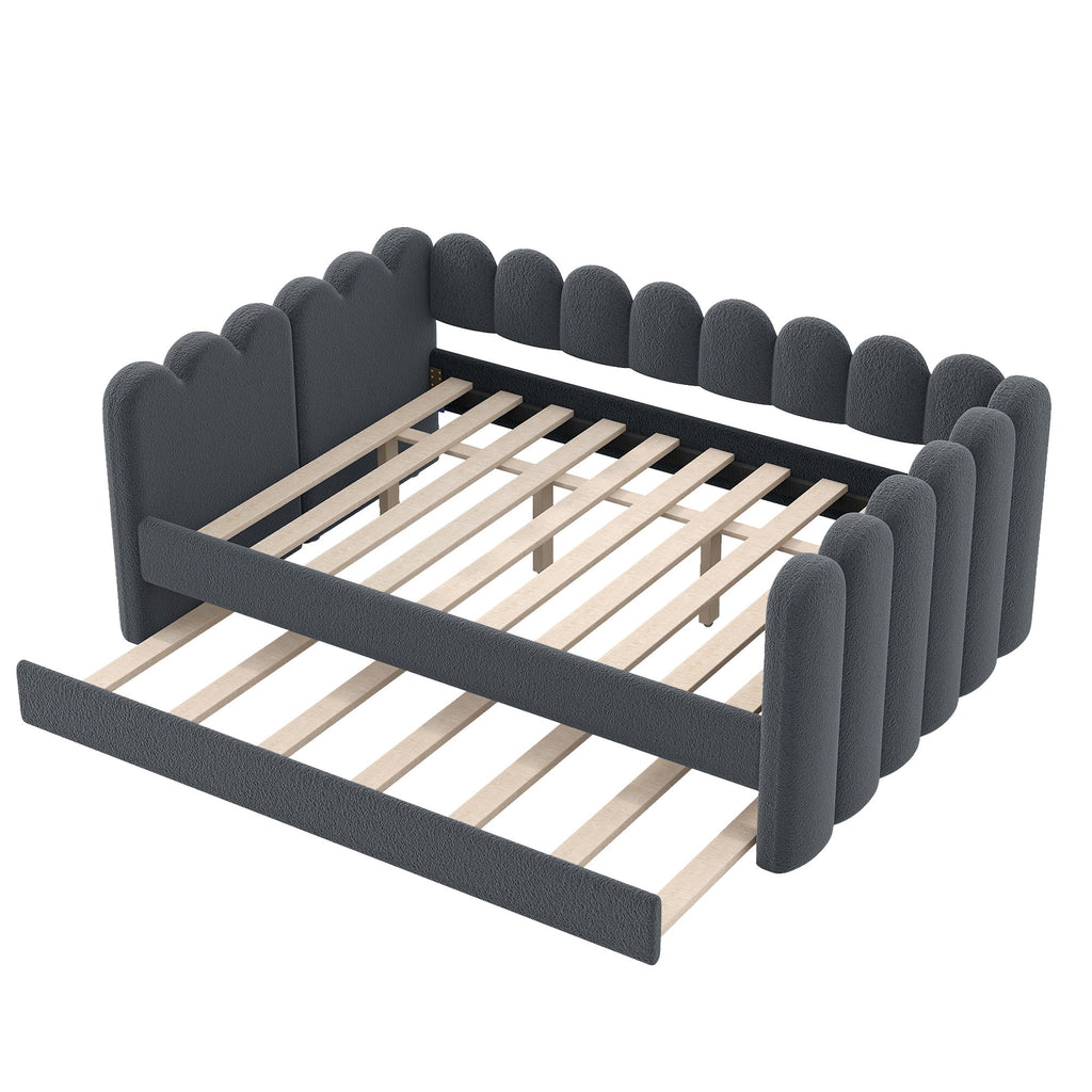 Upholstered Daybed & Curved Ribbed Panel Design