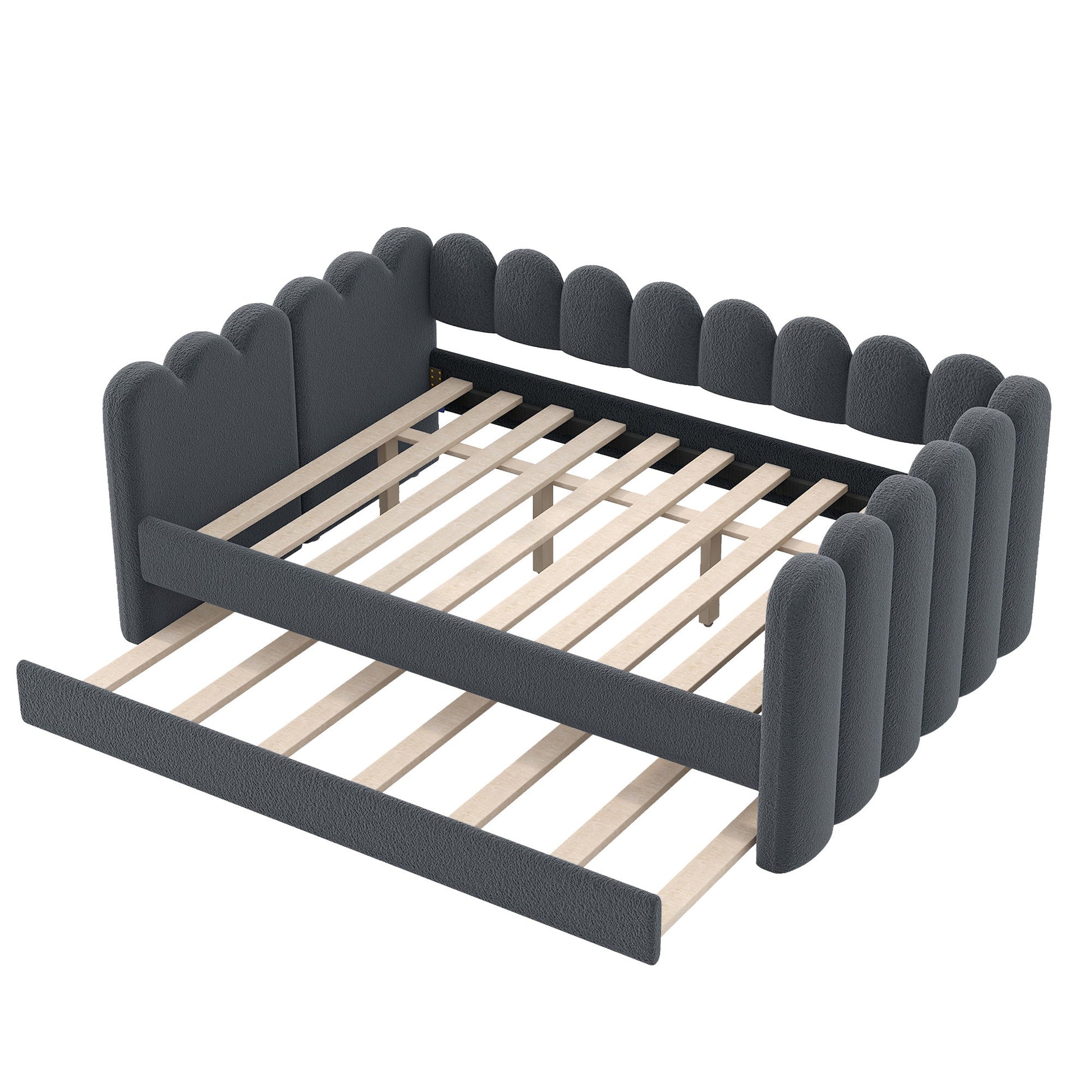 Upholstered Daybed & Curved Ribbed Panel Design