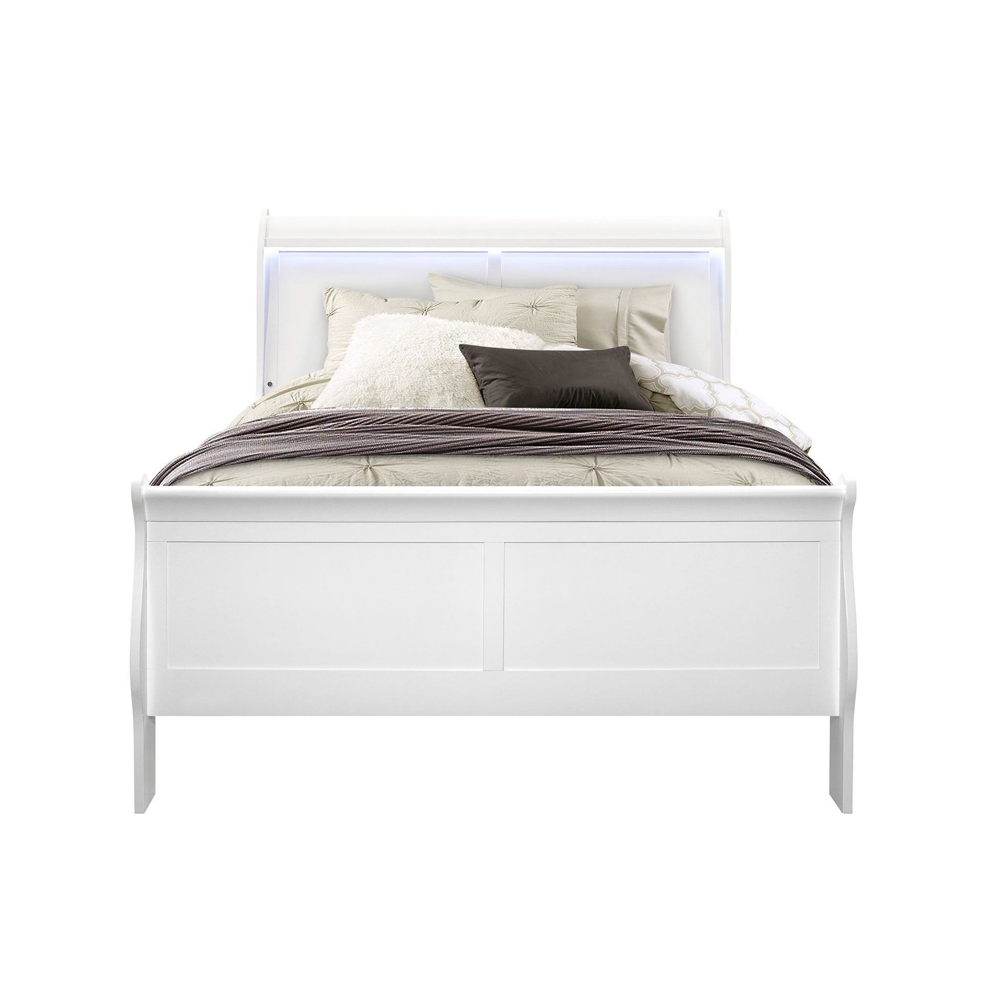 Charlston - Modern Sleigh Design Bed With LED