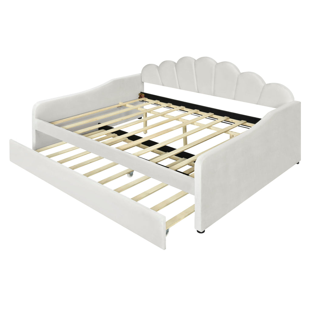 Upholstery Daybed Frame With Shell Shaped Backrest