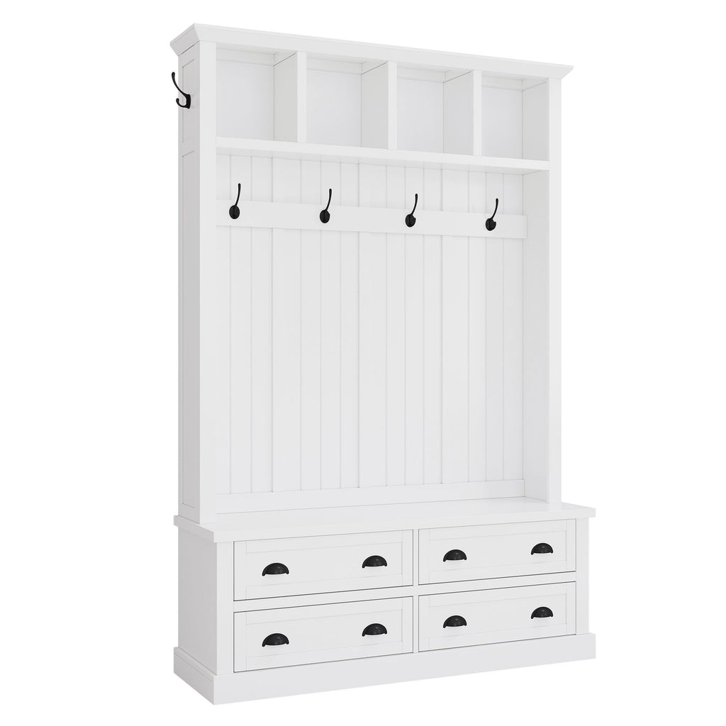 Hall Tree With 4 Drawers, Coat Rack With 6 Hooks