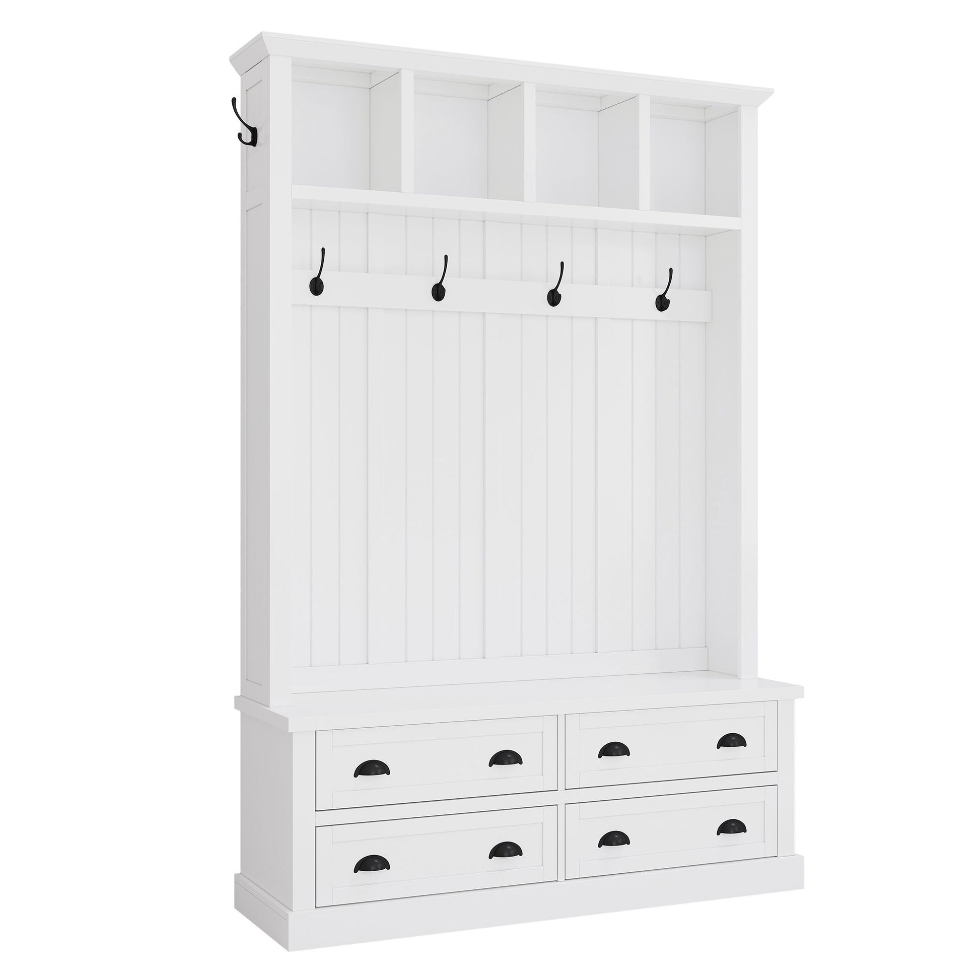 Hall Tree With 4 Drawers, Coat Rack With 6 Hooks