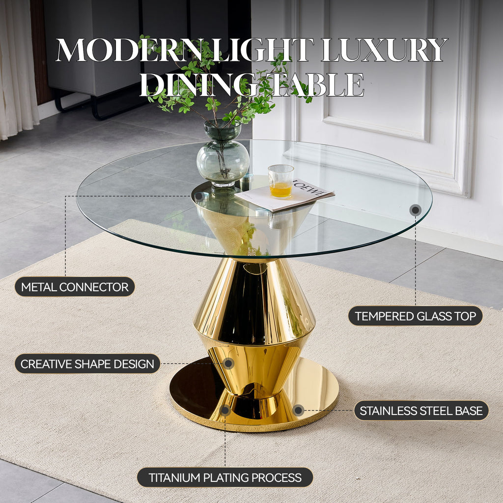 Round Dining Table - Gold