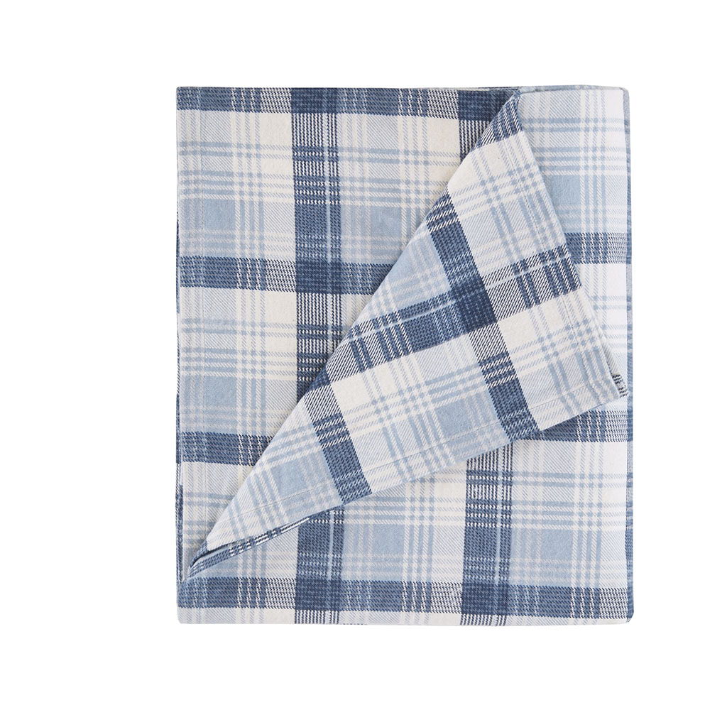 Flannel - King Sheet Set Cotton - Blue Plaid