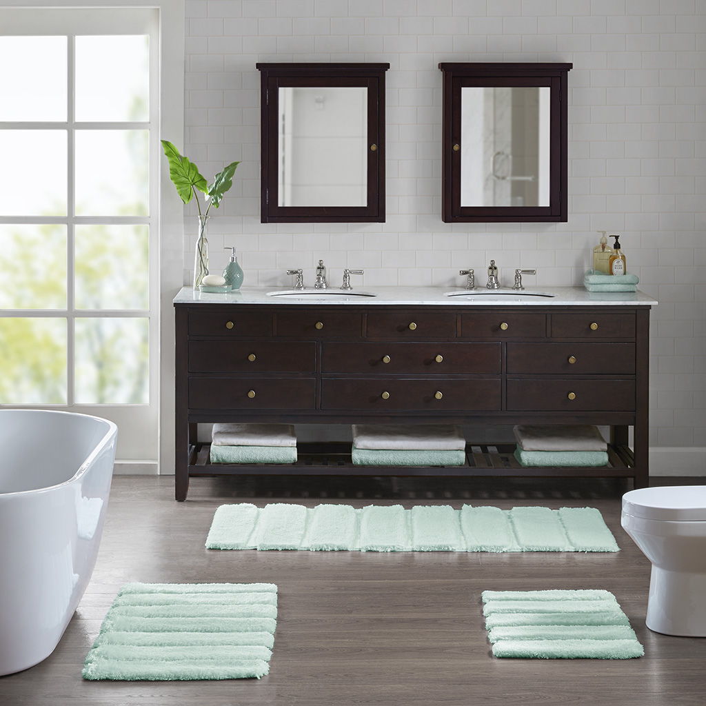Tufted Pearl Channel - 21" x 34" Rug - Seafoam