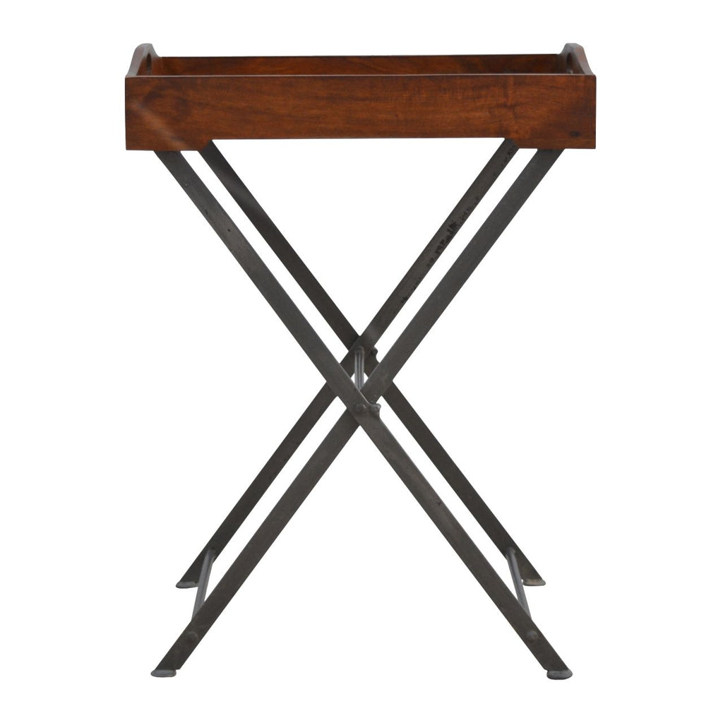 Tray With Cross Base - Brown / Steel Gray